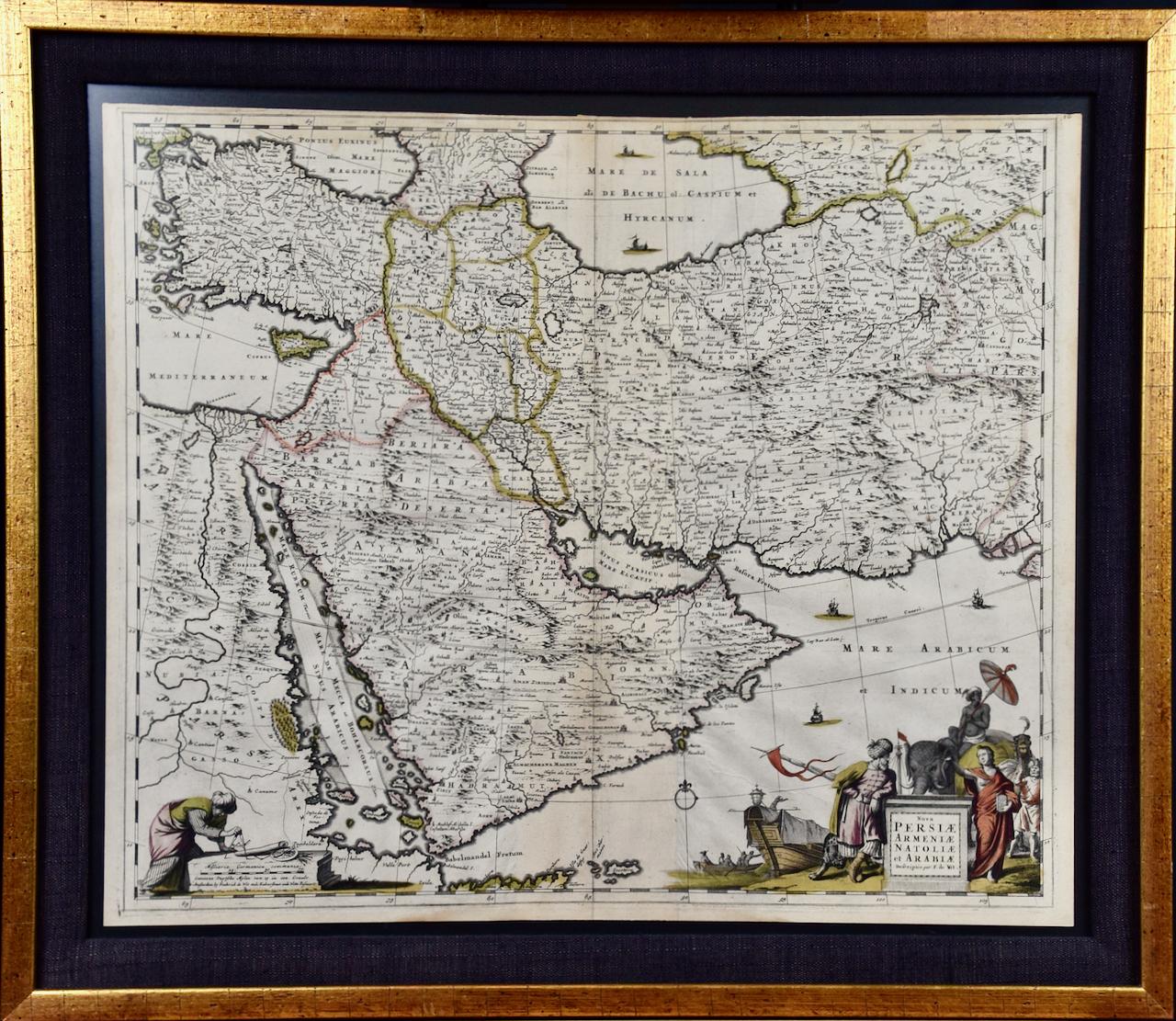 Frederick de Wit Print – Handkolorierte Karte von Persien, Armenien und benachbarten Regionen aus dem 17. Jahrhundert von De Wit 