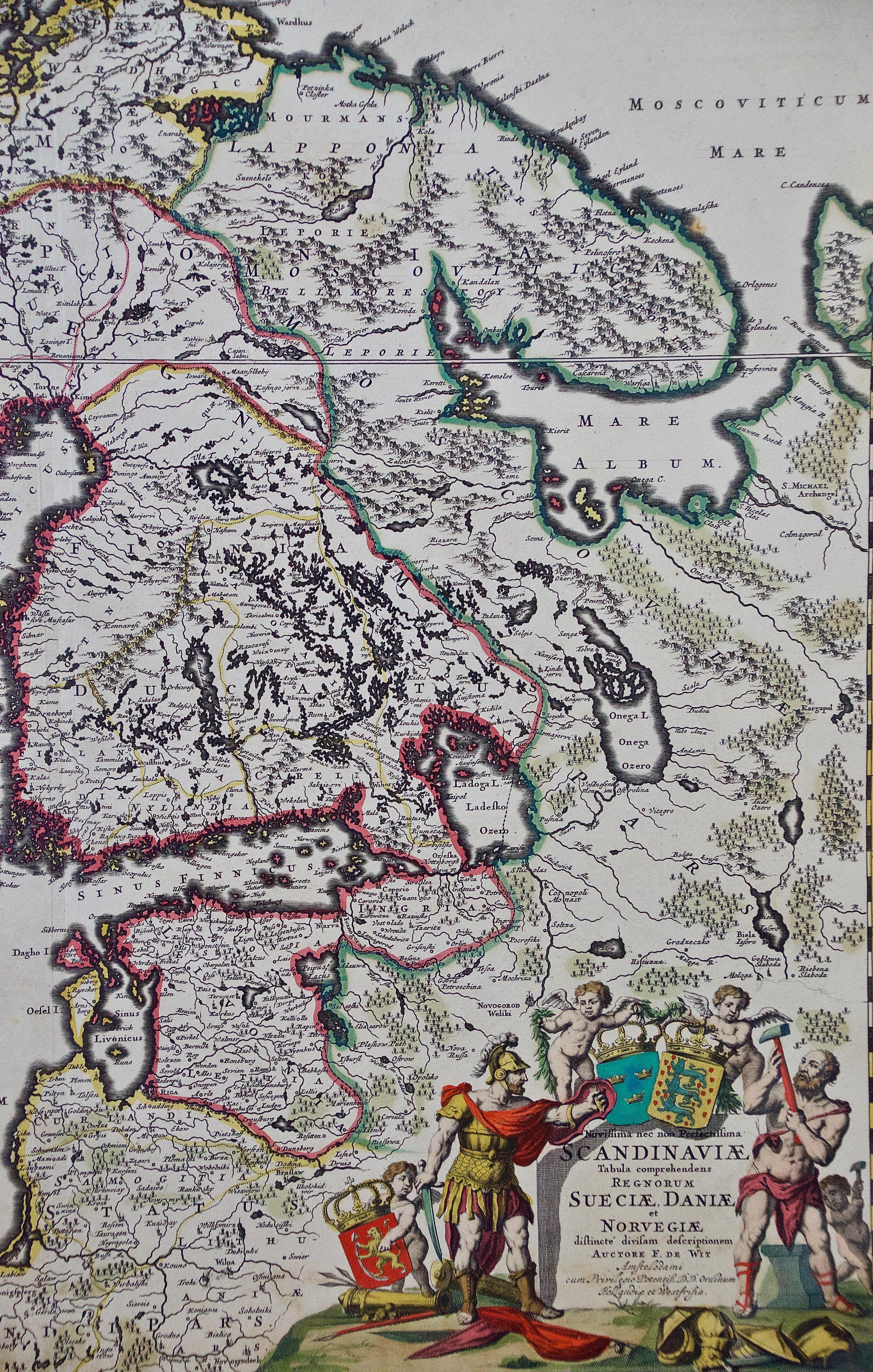 A Hand Colored 17th Century Map of Scandinavia by Frederick de Wit  1