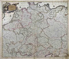 Antique Accuratissima Germaniae Tabula - Etching by Frederick de Wit - 1680ca