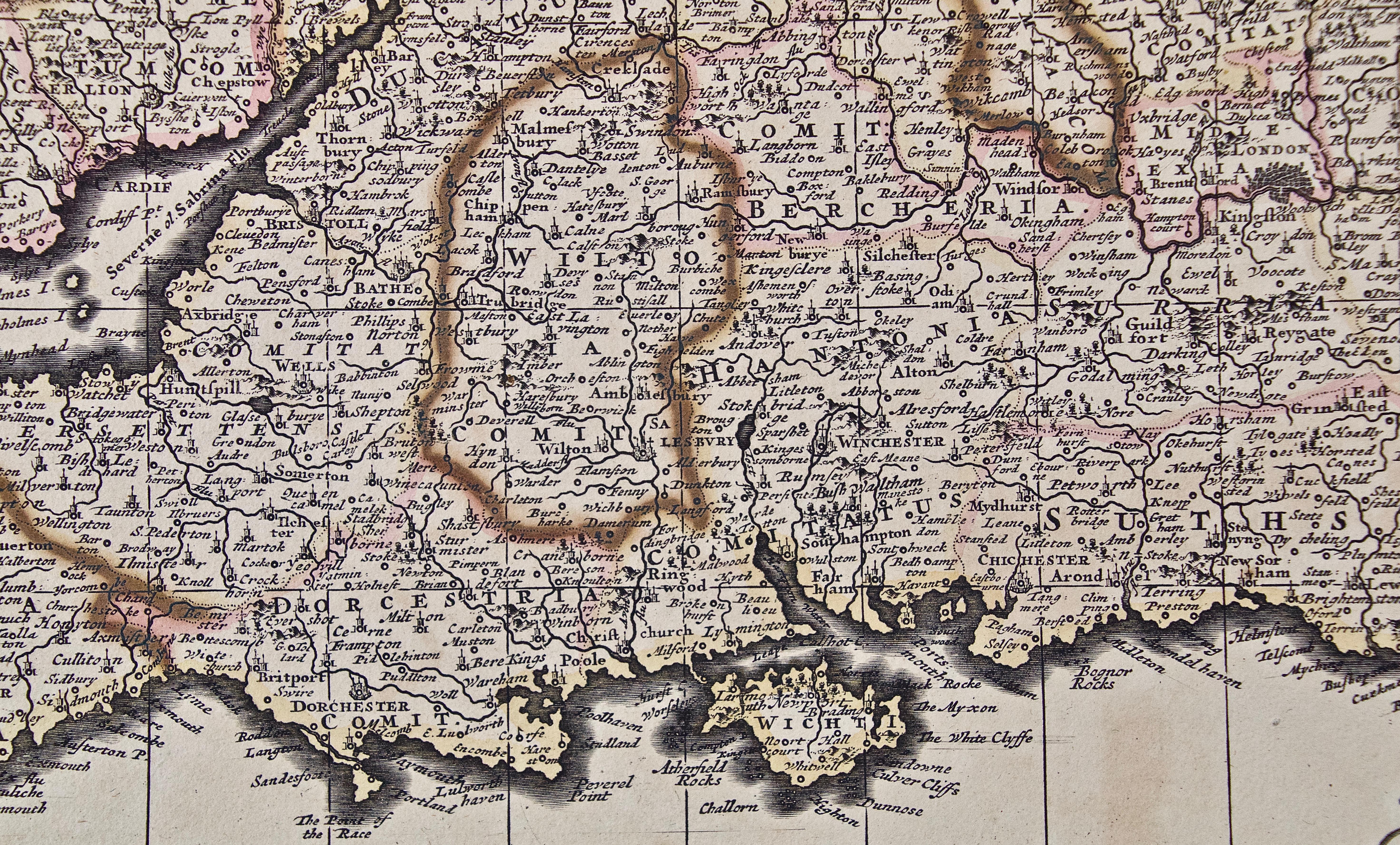 England and the British Isles: A Large 17th Century Hand-colored Map by de Wit For Sale 1