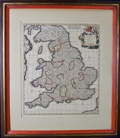 Antique England and the British Isles: A Large 17th Century Hand-colored Map by de Wit