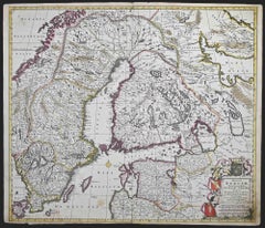 Antique Regni Sueciae Tabula Generalis - Etching by Frederick de Wit - 1680ca