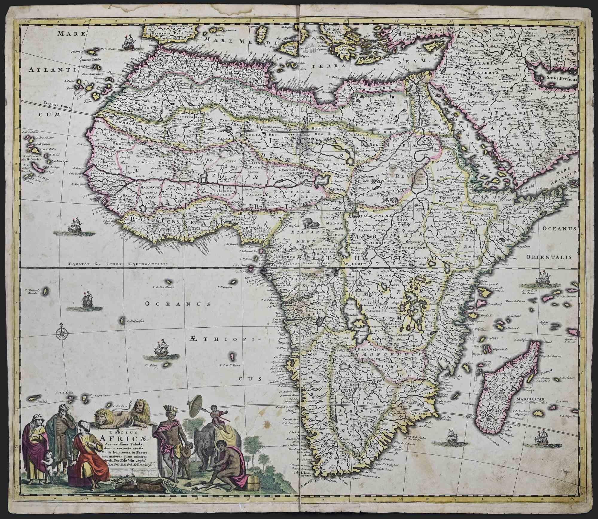Totius Africae Accuratissima Tabula - Etching by Frederick de Wit - 1680 ca