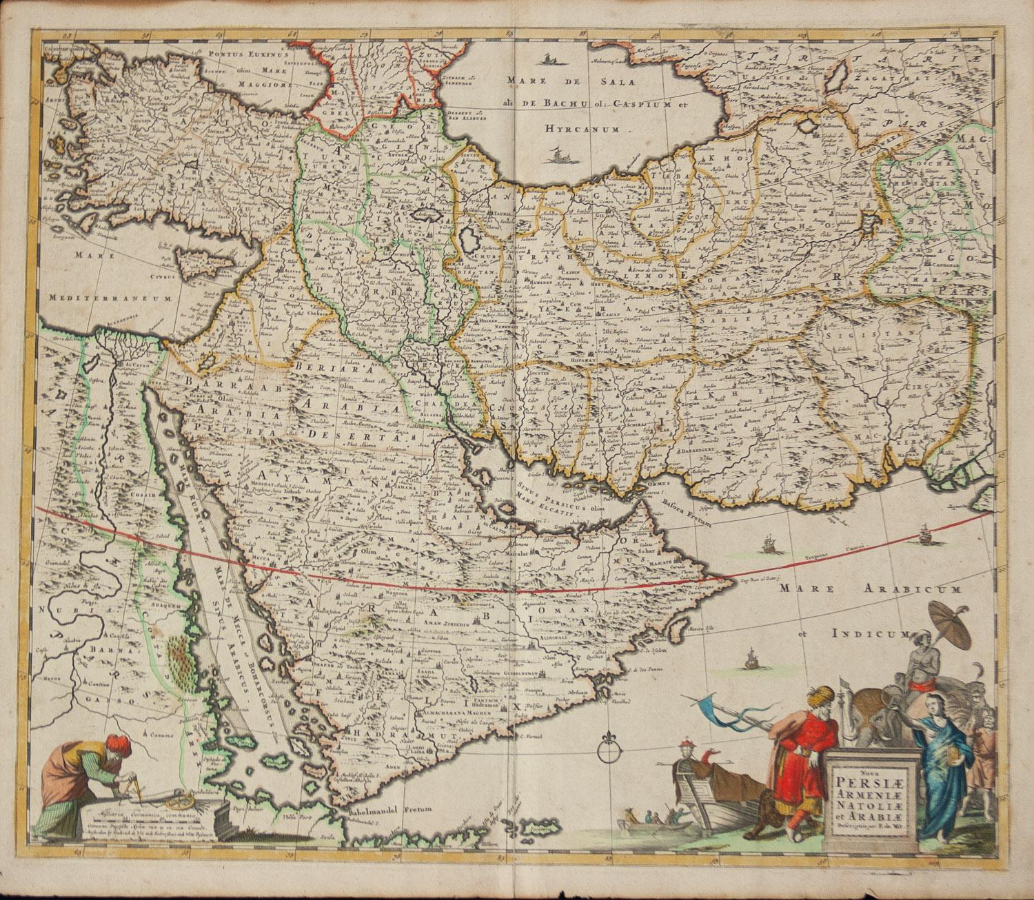 Frederick DeWit Print –  Persien, Armenien, Natoliae et Arabiae Descriptio per Frederick deWit 1666 Karte