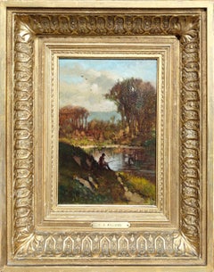 "Fishing in Autumn" Frederick Dickinson Williams, Early 20th Century Landscape