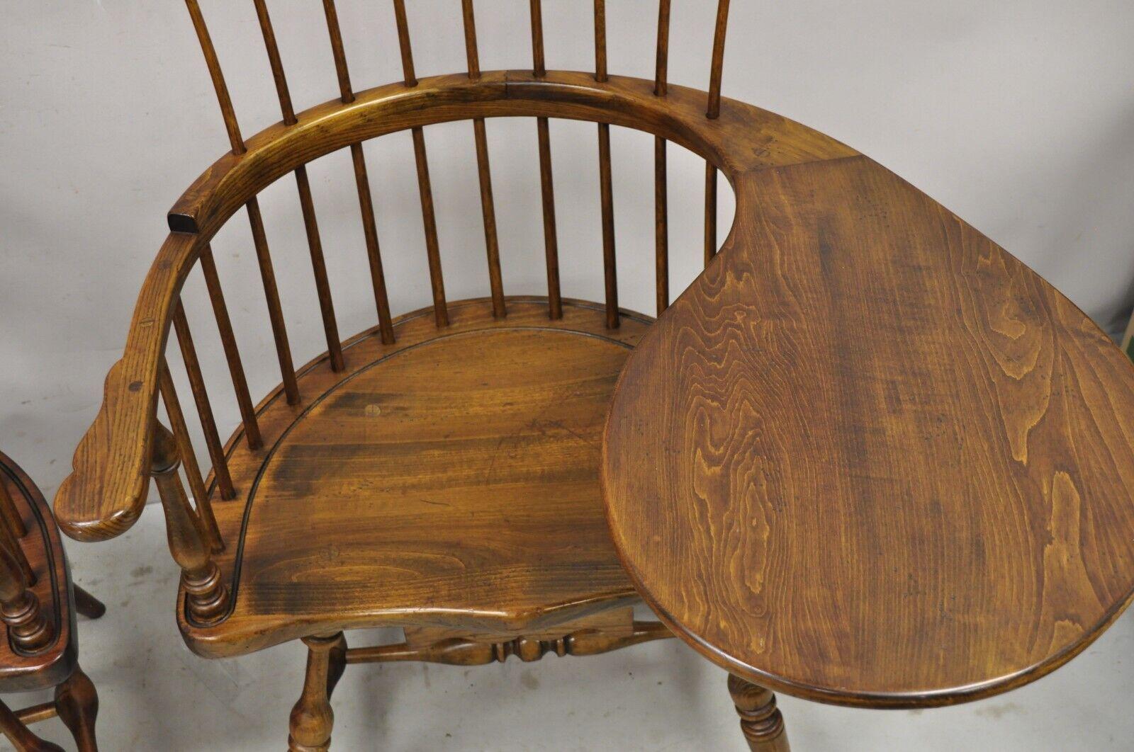 Frederick Duckloe Cherry Windsor Spindle Back Right and Left Writing Desk Chairs 4