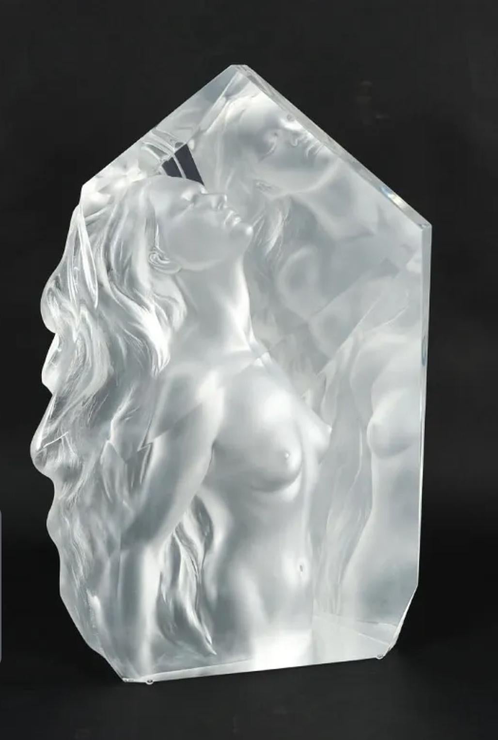 Modern Frederick E. Hart (American 1943-1999), Exaltation, Intaglio Acrylic Sculpture For Sale