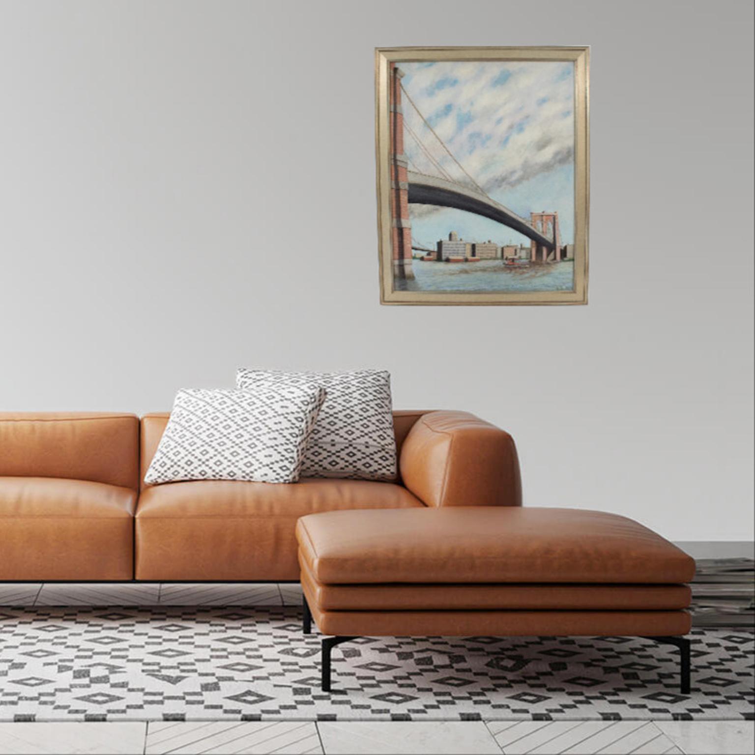 Brooklyn Transfer East River Crossing, Pintura al óleo sobre lienzo Frederick Reimers en venta 5