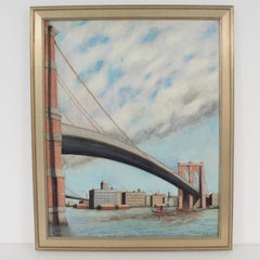 Brooklyn Transfer East River Crossing, Oil on Canvas Painting Frederick Reimers