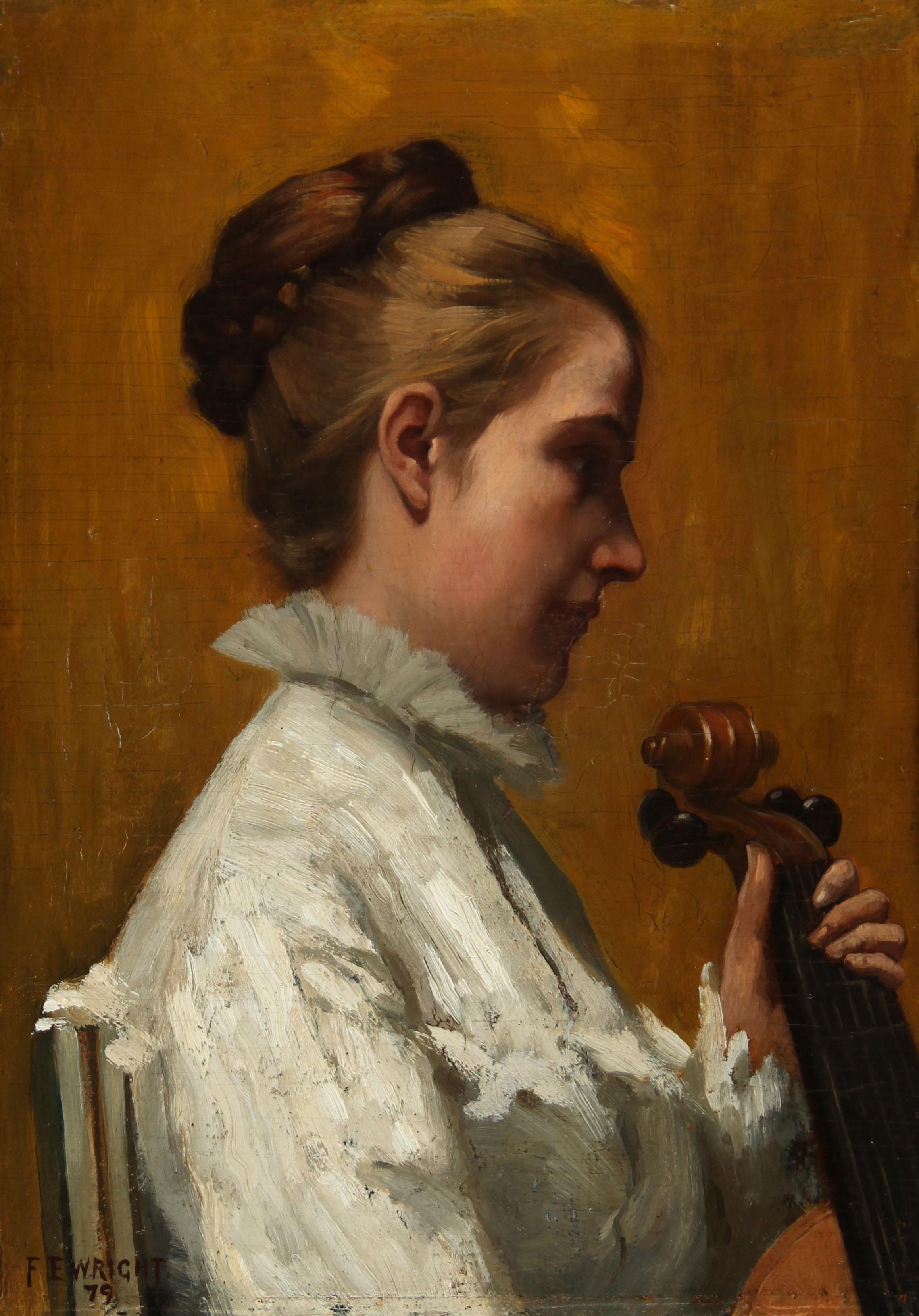 A Musician oil painting by Frederick E. Wright For Sale 1