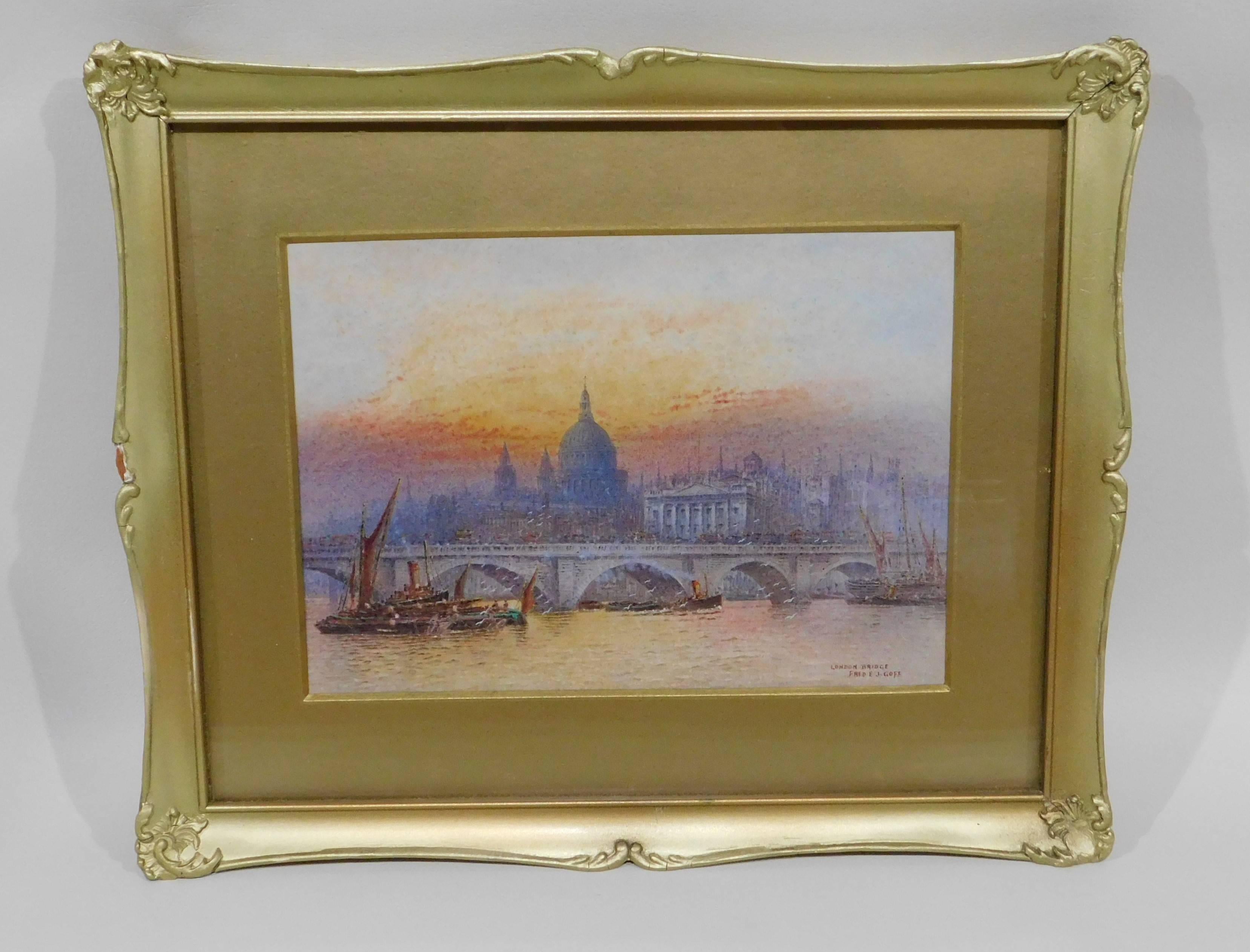 Aquarelle du début du 20e siècle de l'artiste Frederick Edward Joseph Goff (britannique 1855-1931) intitulée 