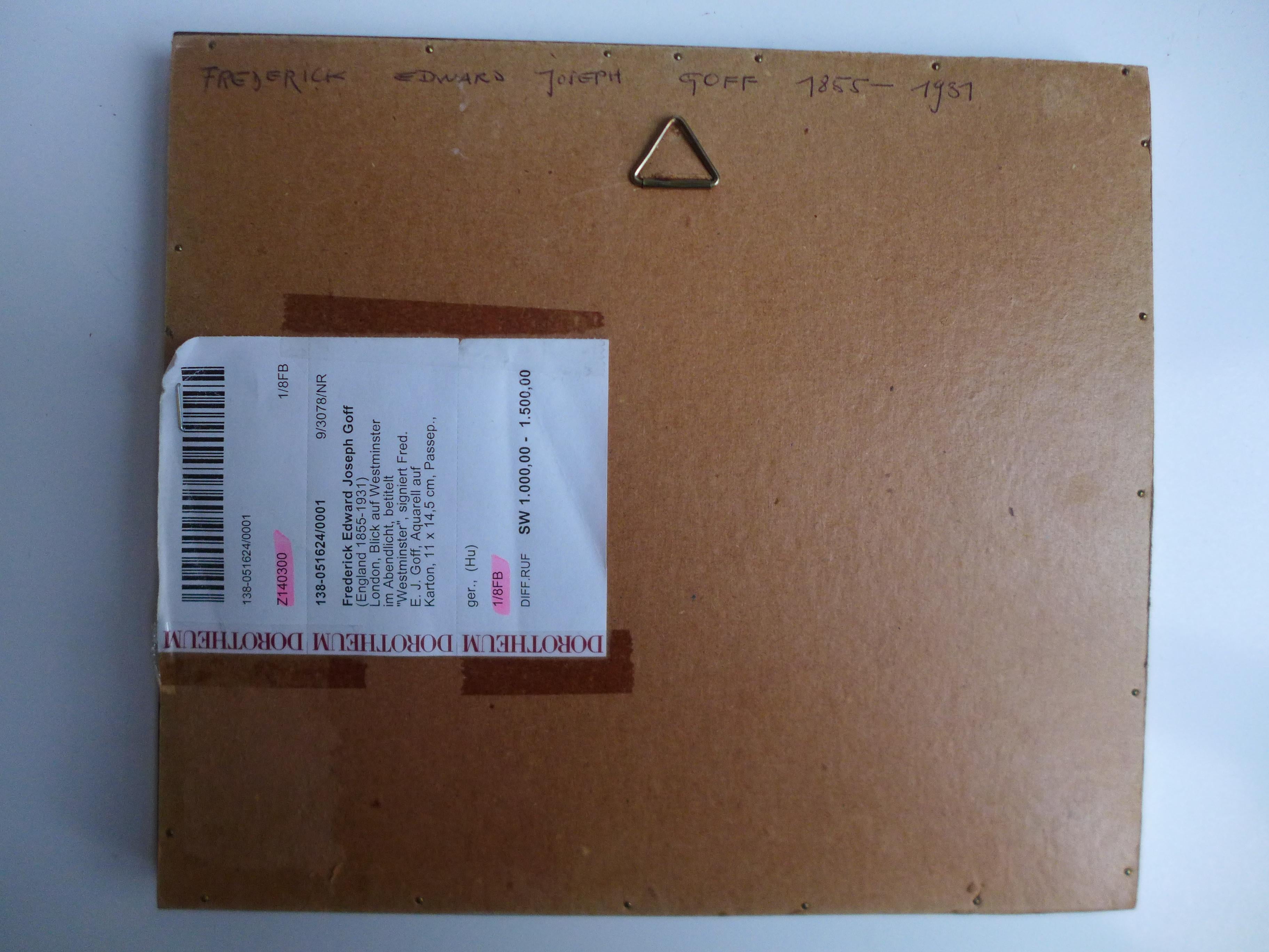 Frederick Edward Joseph Goff Painting View of Westminster, Watercolor (Österreichisch) im Angebot