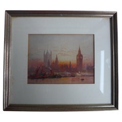 Frederick Edward Joseph Goff Painting View of Westminster, Watercolor