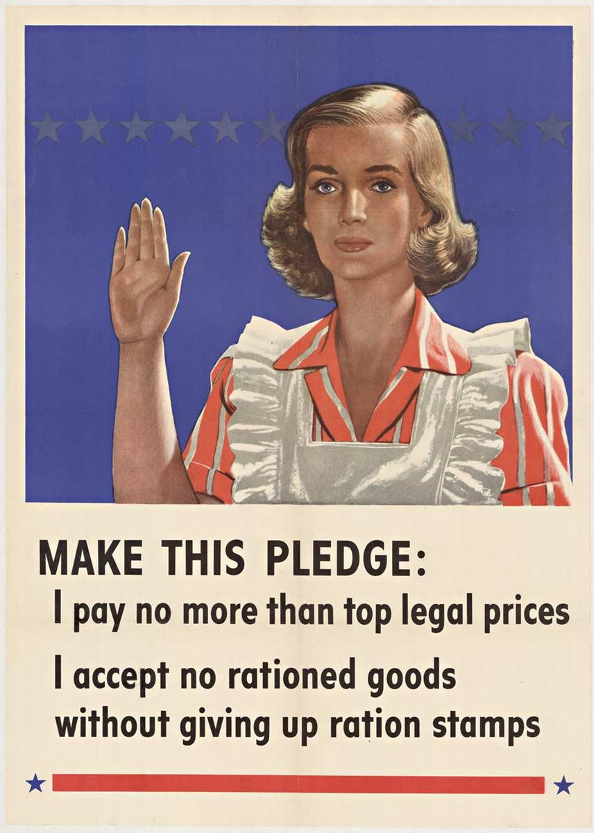 Cartel de racionamiento original de la Segunda Guerra Mundial "Haz esta promesa
