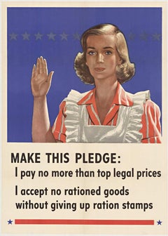Affiche vintage originale de rationnement de la Seconde Guerre mondiale « Make This Pledge » (Faire celedge)