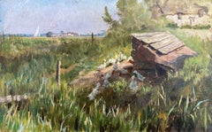 Cotman Impressionist painting of ducks on the Norfolk broads