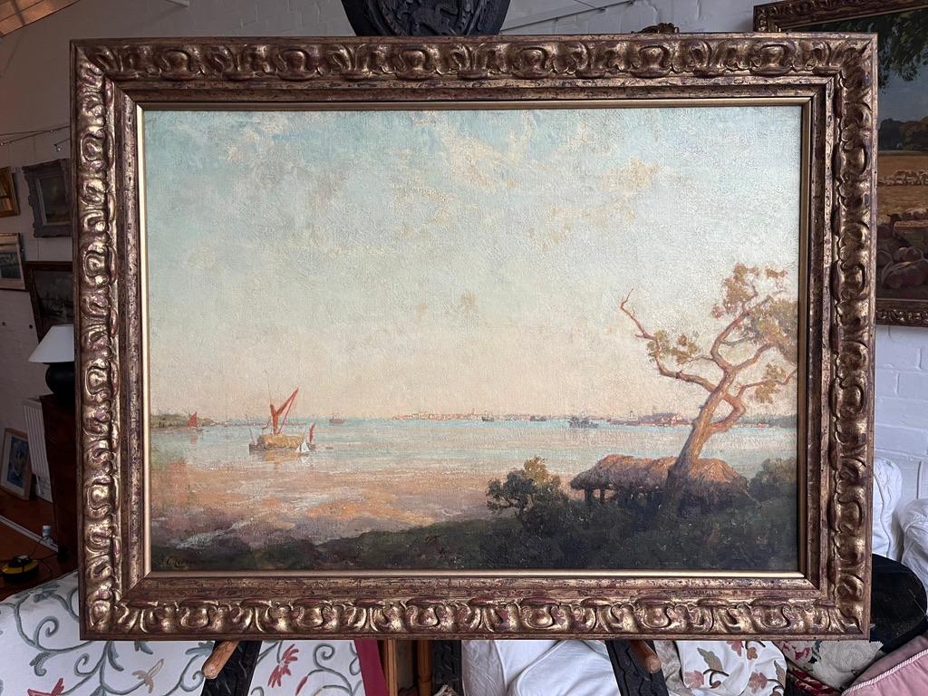 Frederick George Cotman Dipinto a olio impressionista Paesaggio fluviale del Suffolk in vendita 2