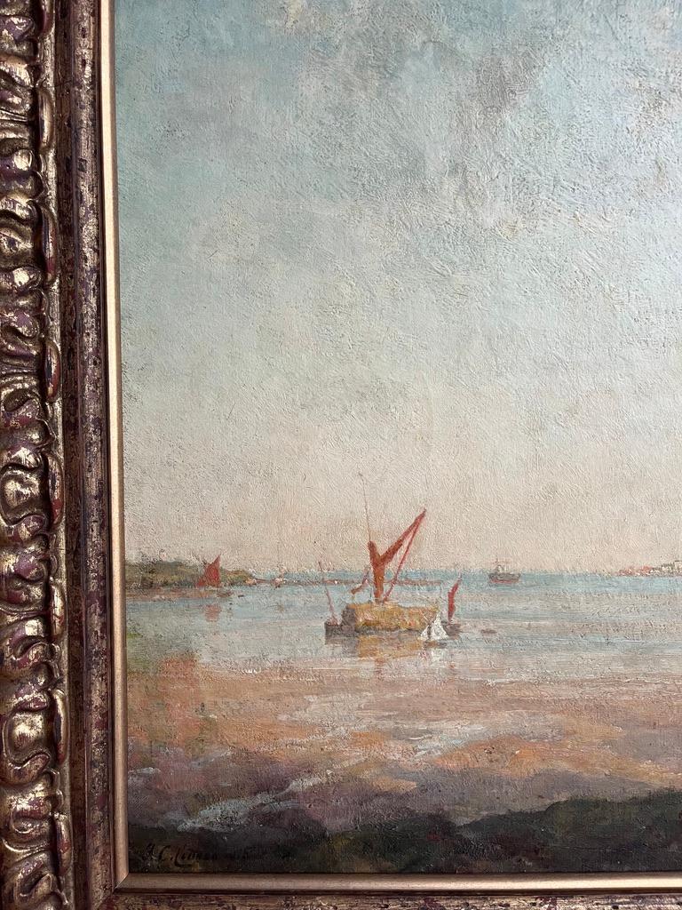 Frederick George Cotman Dipinto a olio impressionista Paesaggio fluviale del Suffolk in vendita 3