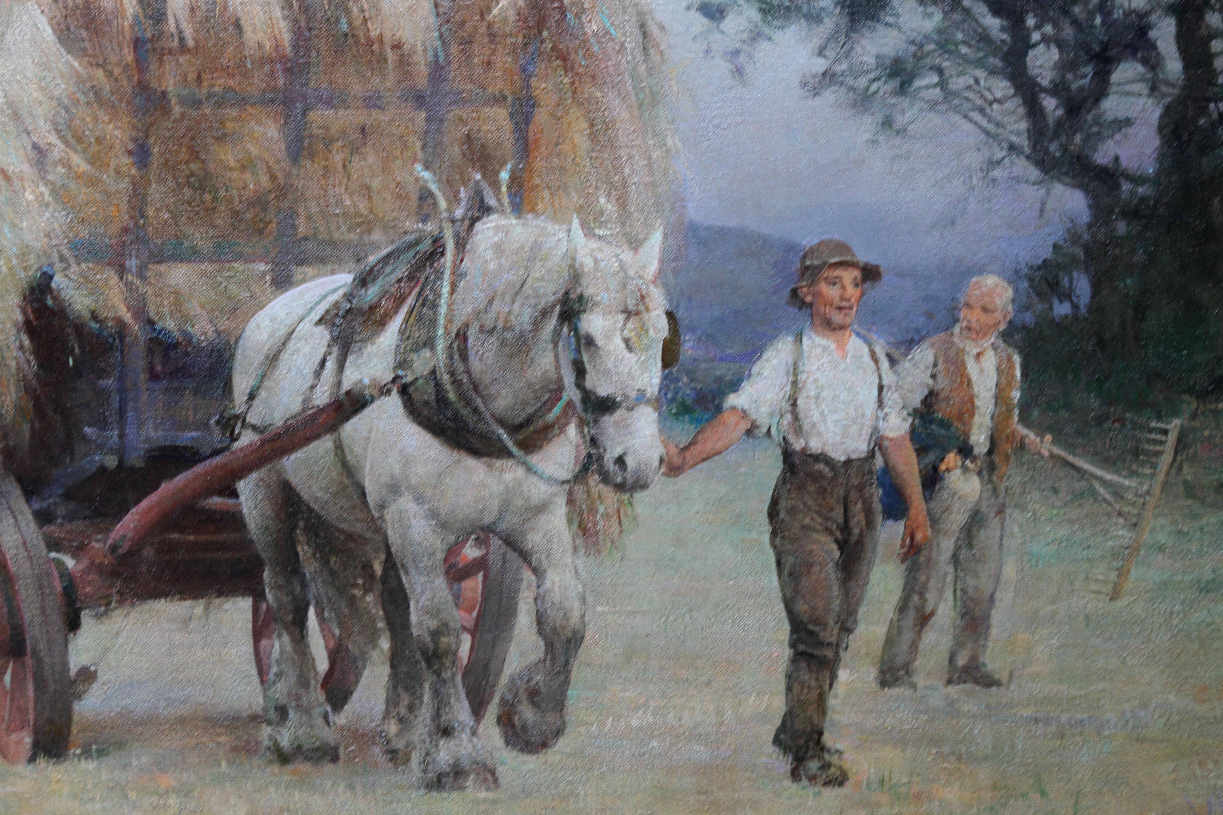 Magnífico óleo pastoral del artista británico Frederick George Swaish, pintado en 1923. Fue un destacado artista británico del periodo de entreguerras y un expositor habitual en las principales instituciones artísticas británicas. Este gran cuadro