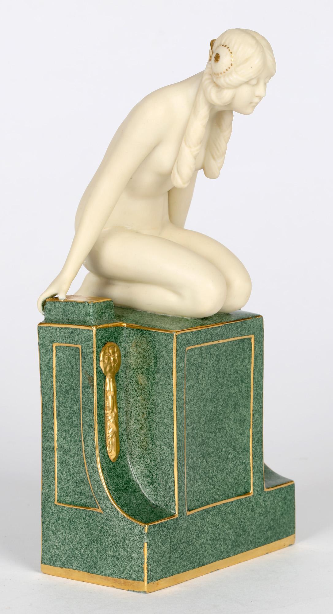 Frederick Gertner Royal Worcester Art Deco Porcelain Sculptural Naiad Figurine 7