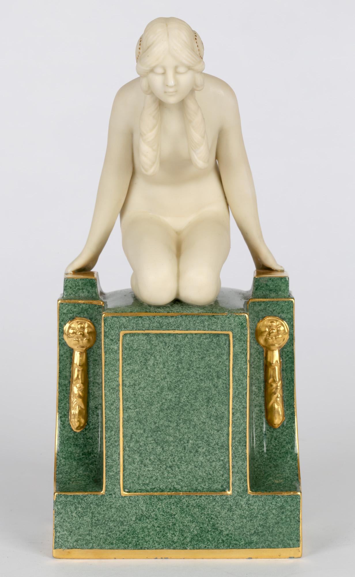 English Frederick Gertner Royal Worcester Art Deco Porcelain Sculptural Naiad Figurine