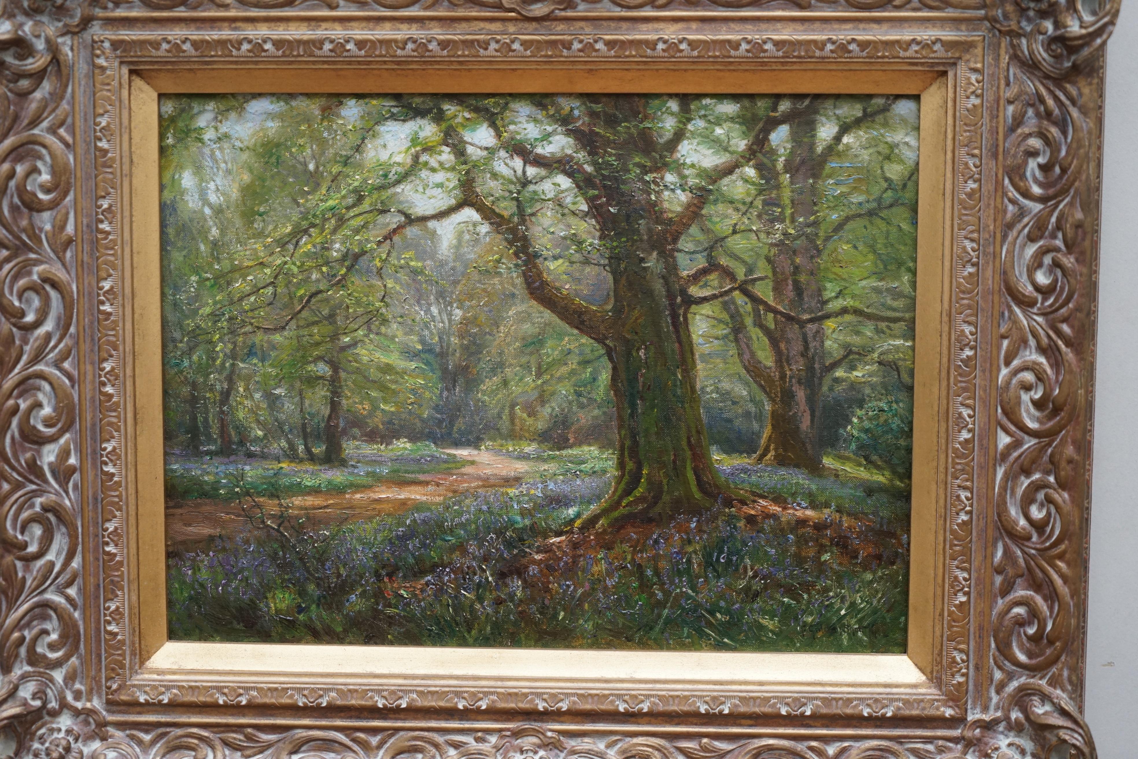 We are delighted to offer for sale this stunning Frederick Golden Short 1863 – 1936 oil painting which dated 1920 and signed of the Bluebell wood in New Forest 

This painting is one of a pair, the other is listed under my other items and its