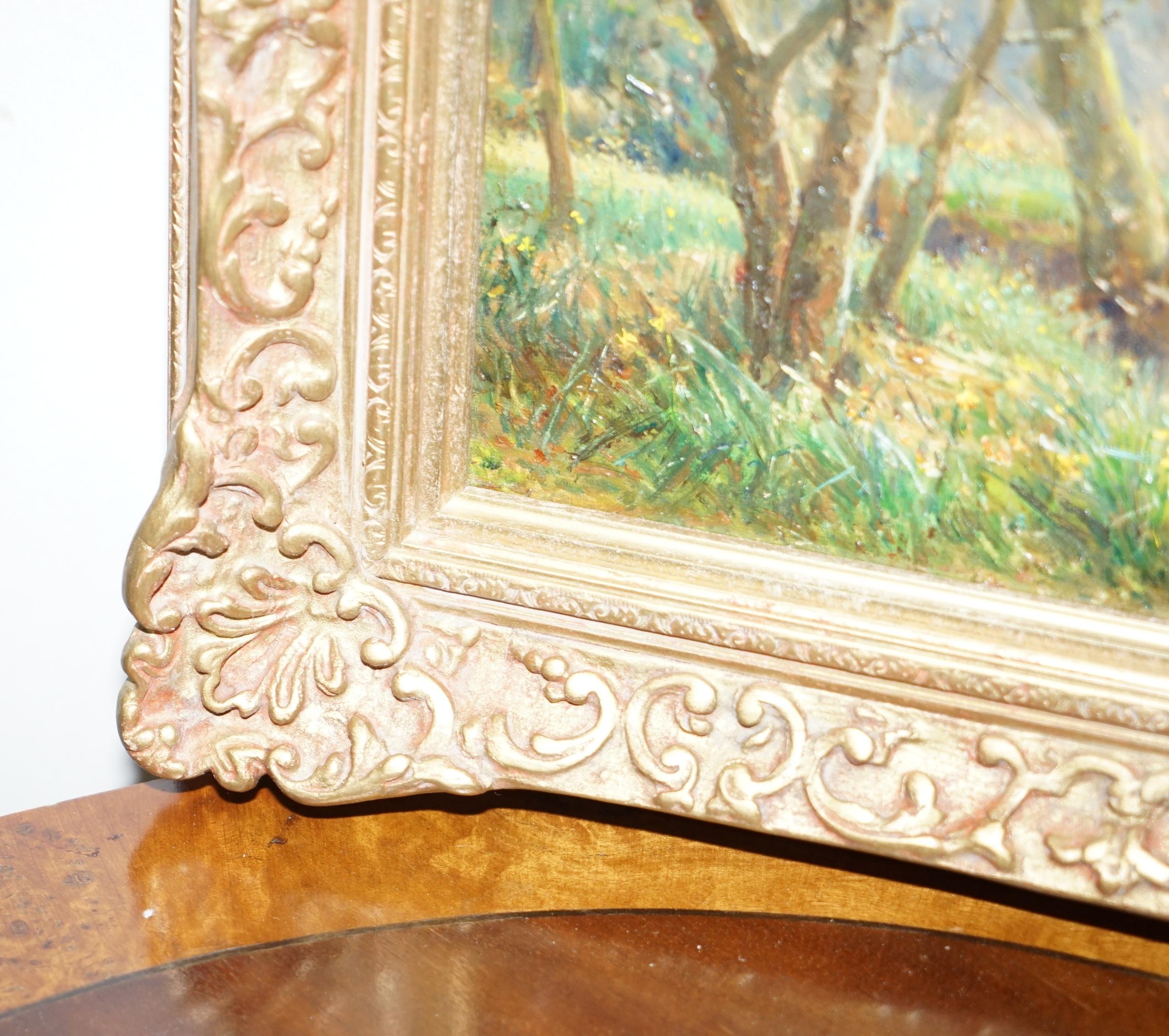 Hand-Painted Frederick Golden Short New Forest Woodland Signed and Dated 1920 Oil Painting For Sale
