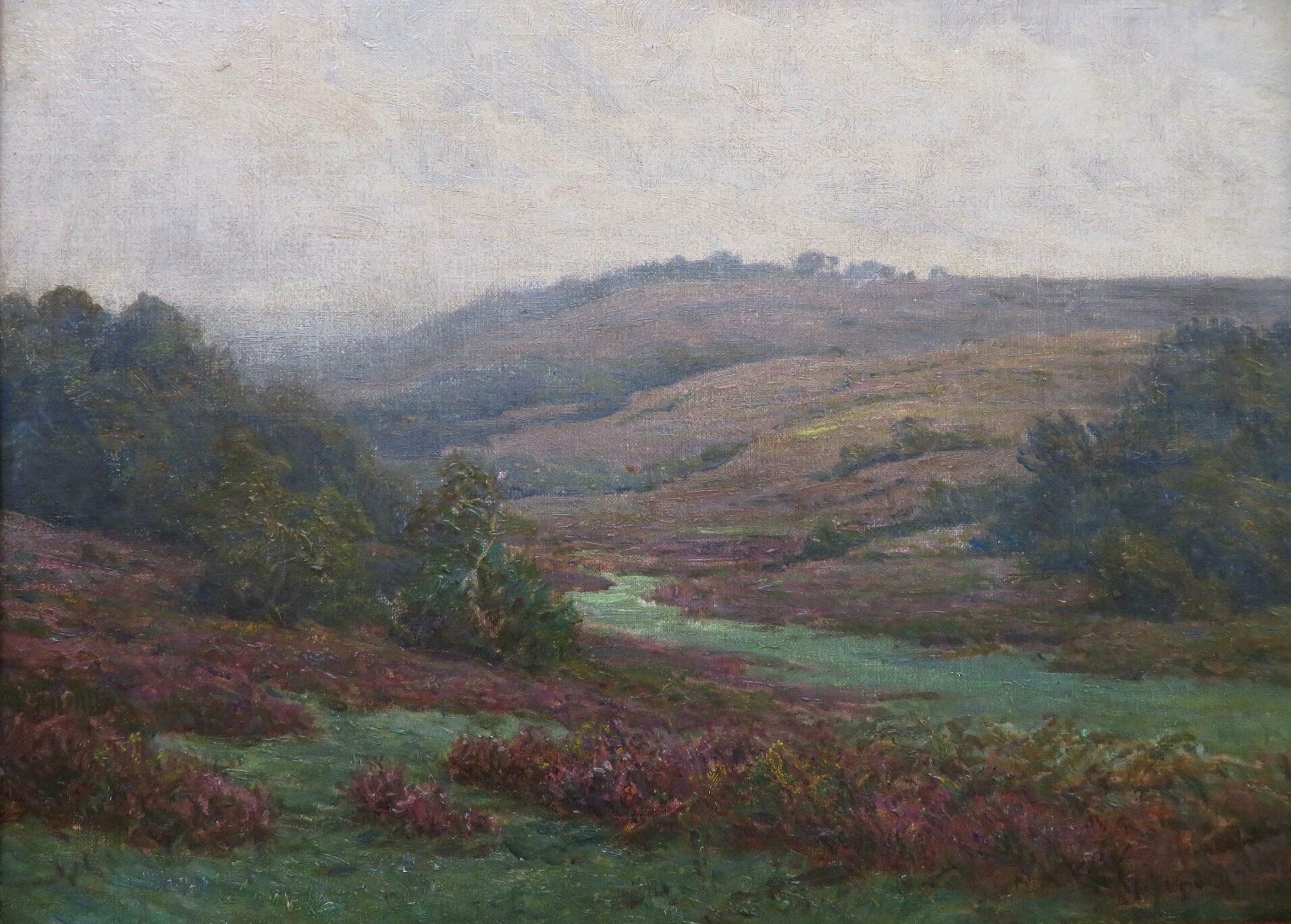 (1863-1936) English Impressionist pintura al óleo firmada NEW FOREST HAMPSHIRE - Painting de Frederick Golden Short