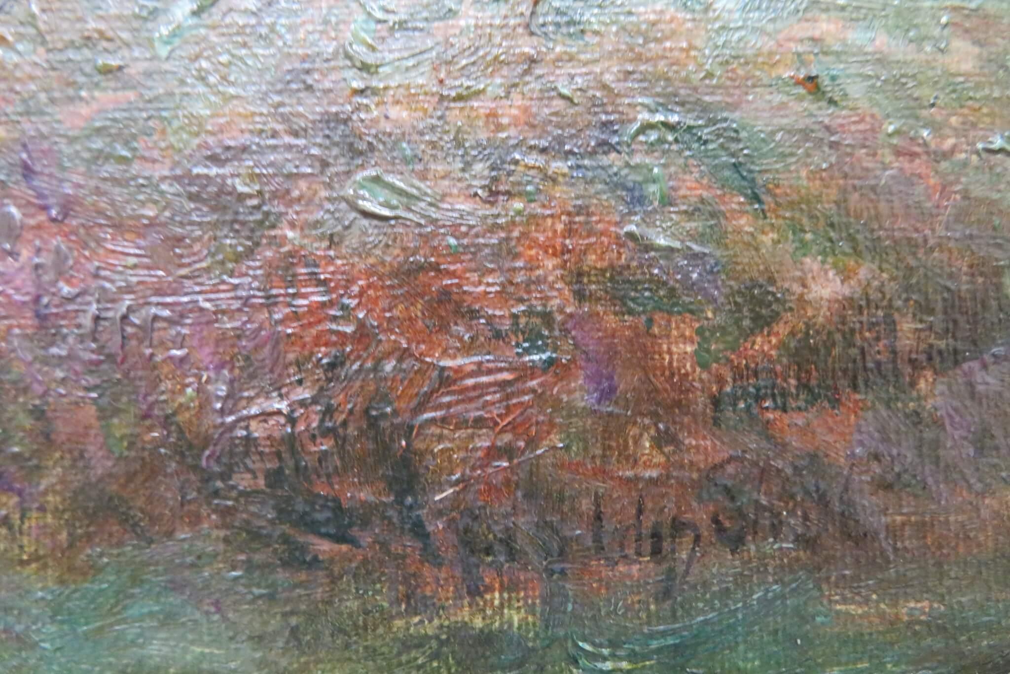 (1863-1936) English Impressionist pintura al óleo firmada NEW FOREST HAMPSHIRE - Painting Posimpresionista de Frederick Golden Short