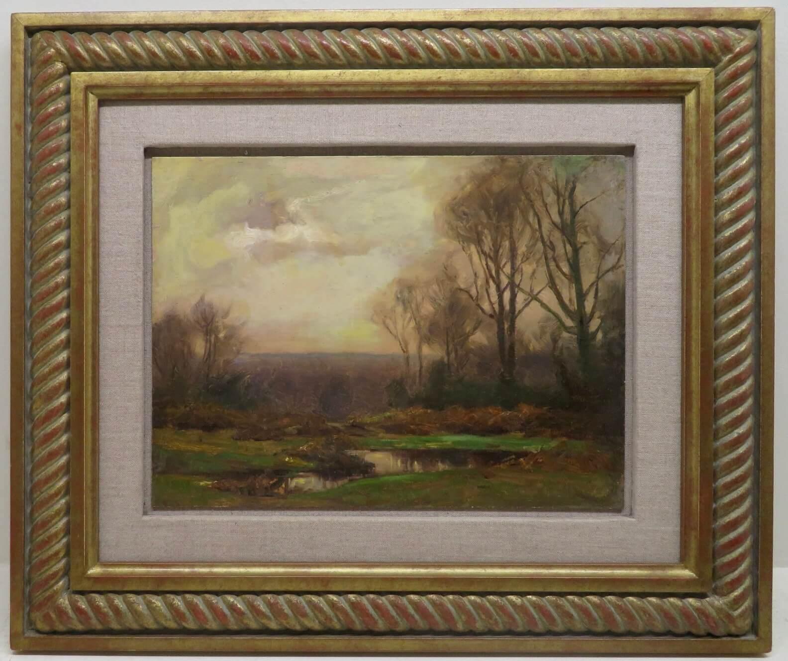 Frederick Golden Short Landscape Painting - 1863-1936 English Impressionist signed Oil painting NEW FOREST SUNSET HAMPSHIRE