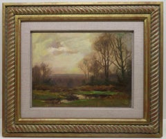 1863-1936 English Impressionist signed Oil painting NEW FOREST SUNSET HAMPSHIRE