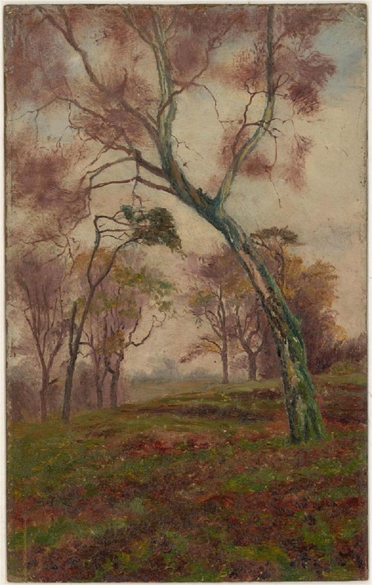 Une paire de paysages forestiers, probablement dans la New Forest que l'artiste a fréquemment peinte. L'un d'eux présente une rivière à gauche de la composition. L'une des peintures est signée au verso. A bord.
