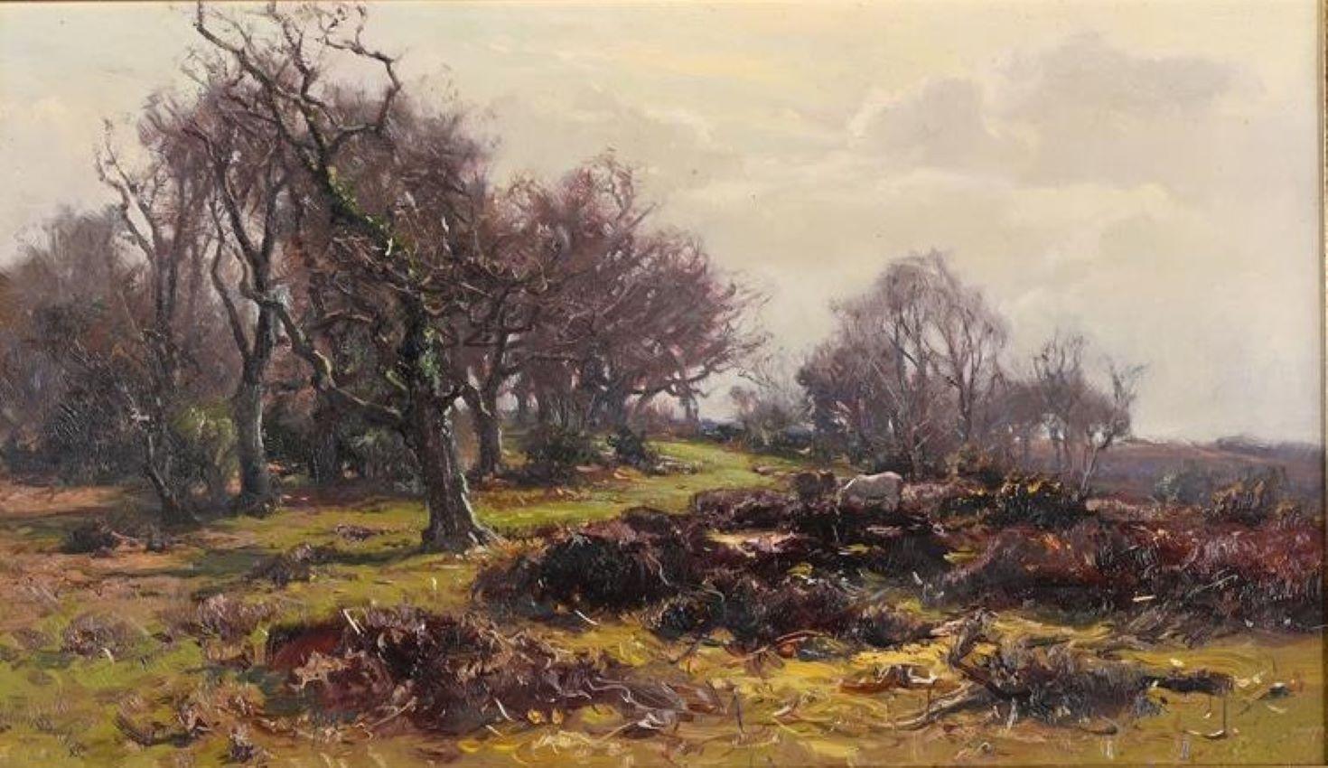  New Forest, Hampshire, 19th century, landscape oil, by Frederick Golden Short For Sale 1