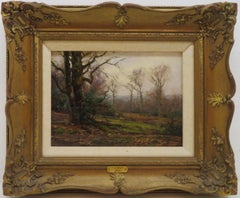 Originale e raffinato dipinto ad olio firmato in stile antico inglese NEW FOREST SCENE HAMPSHIRE