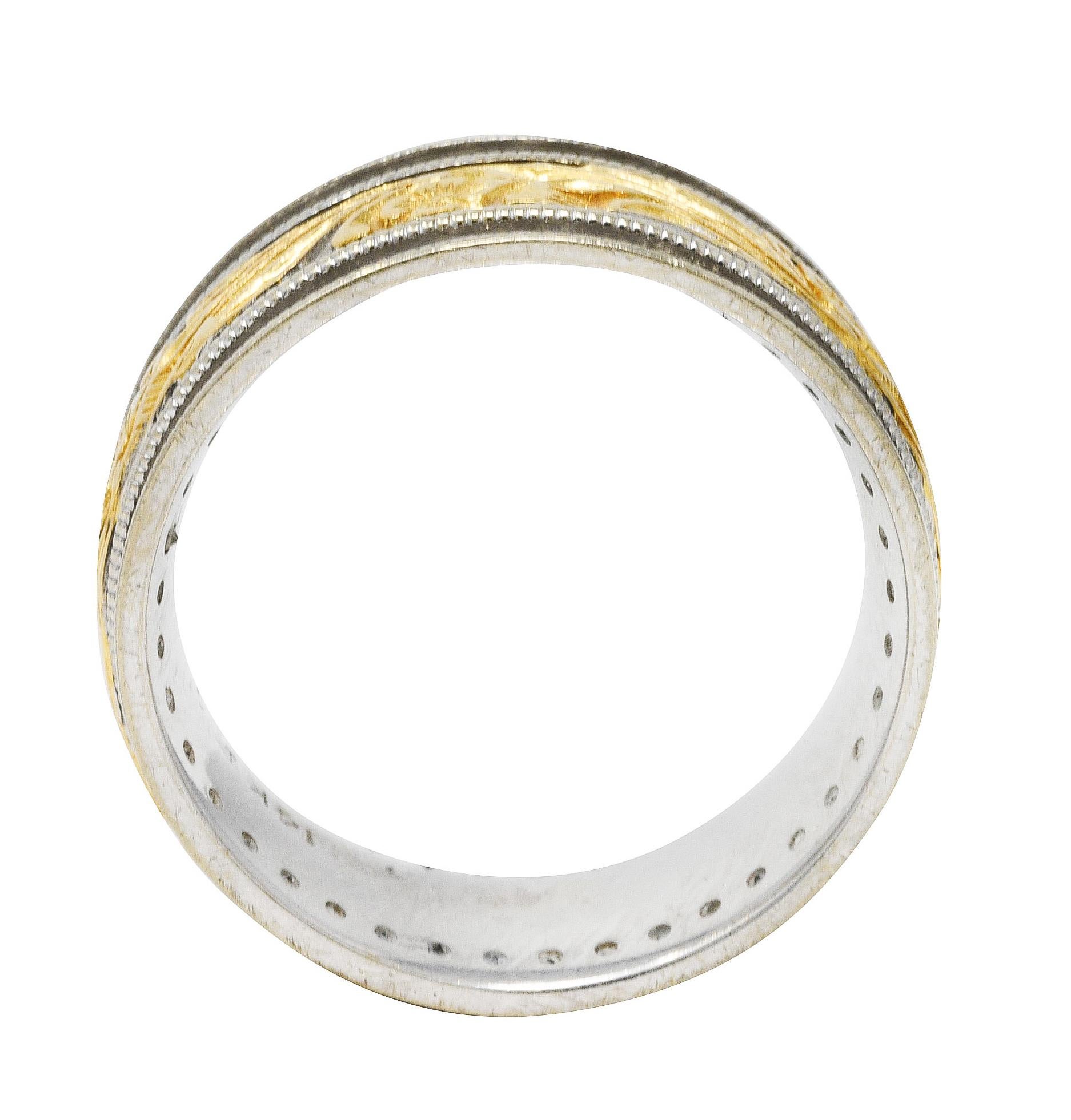 Contemporary Frederick Goldman 1.00 Carats Diamond 14 Karat Two-Tone Gold Unisex Flower Ring