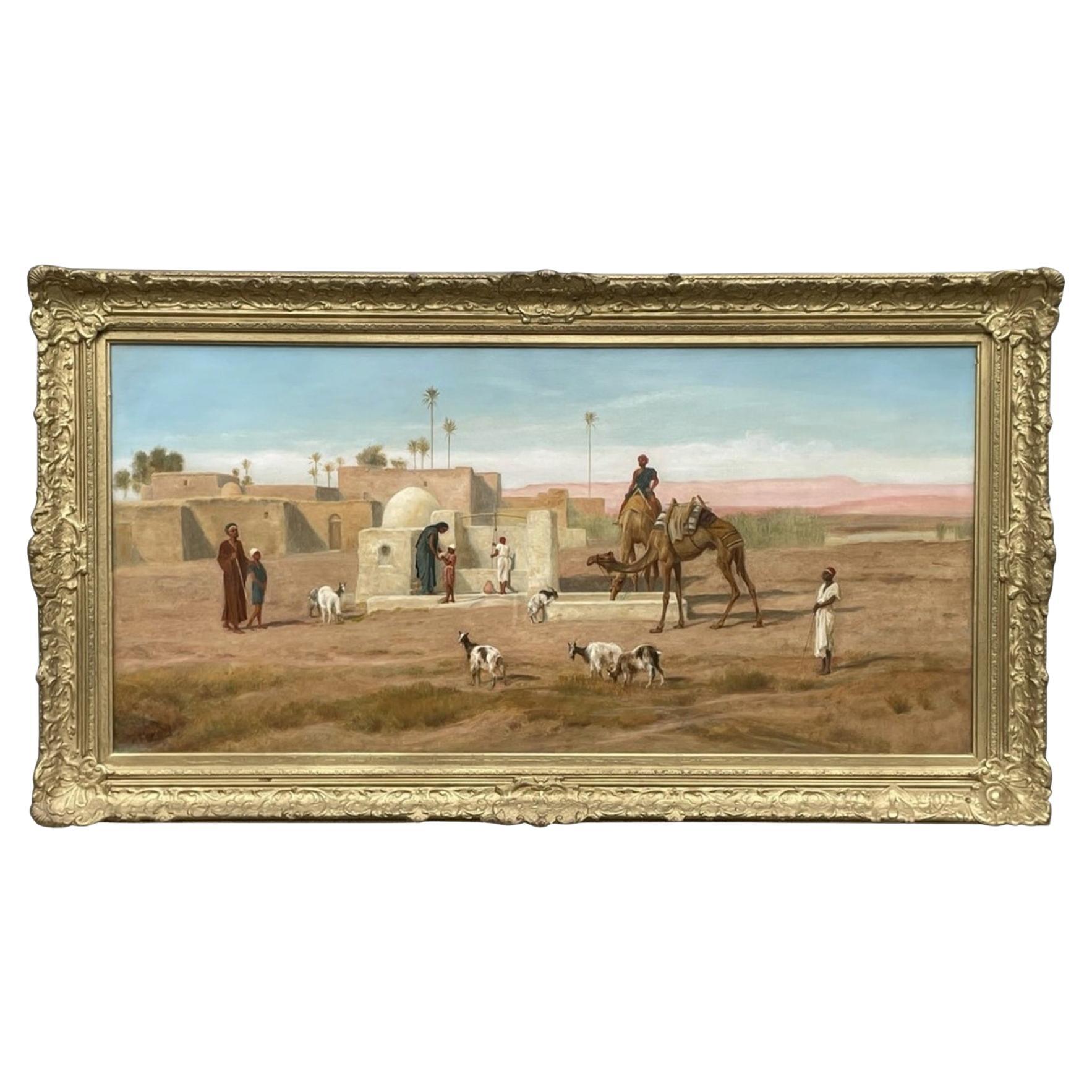Frederick Goodall British Artist 1822-1904) Oil on Canvas – Bedouin Oasis 1877