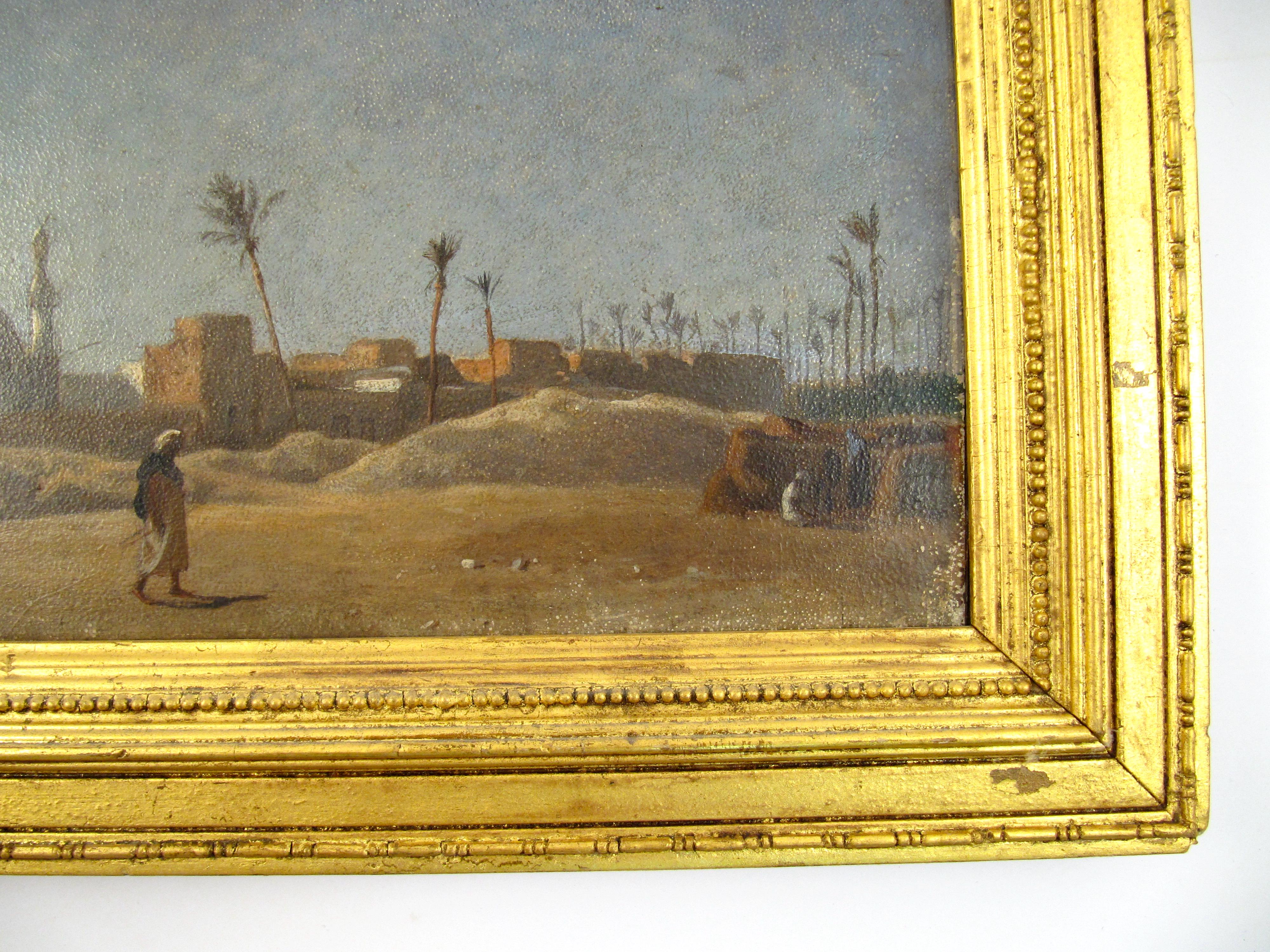 Frederick Goodall Dessert Village Egypt Plein Air Orientalist Oil Painting 1859 1