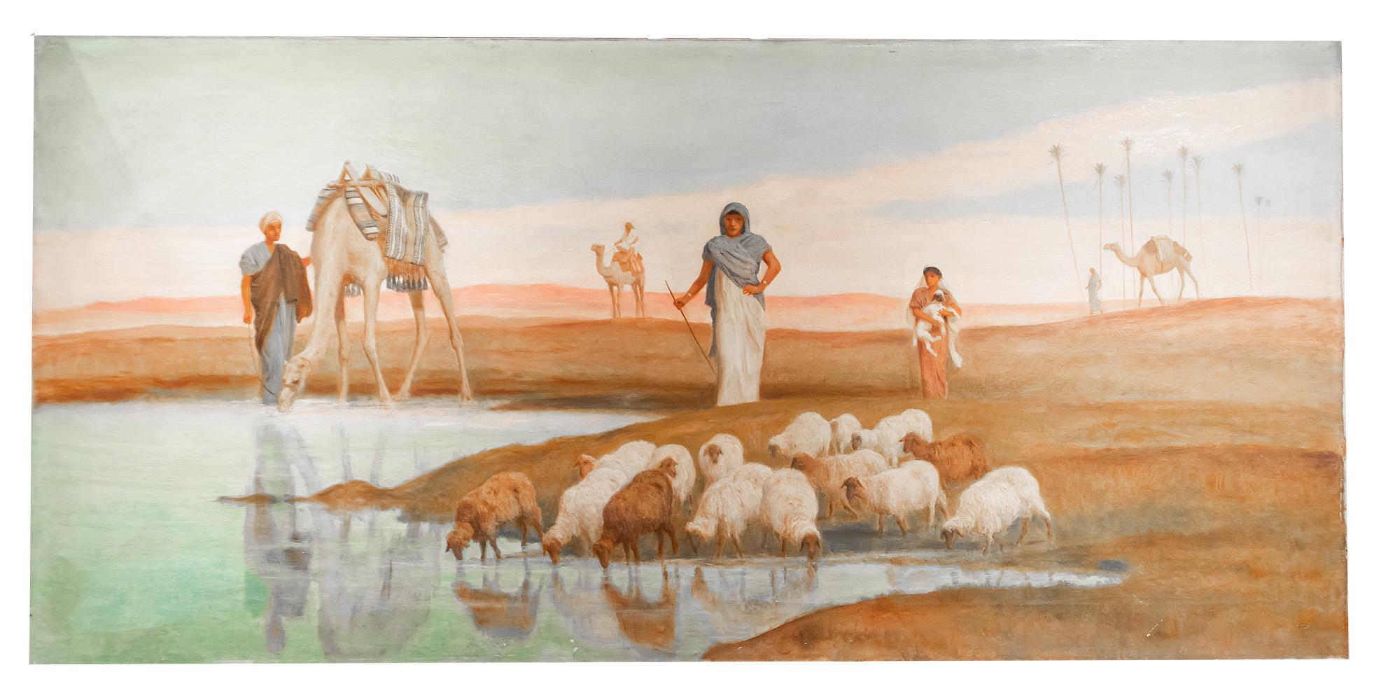 Una piscina al borde del desierto - Painting de Frederick Goodall R.A.