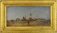 Frederick Goodall Dessert Village Egypt Plein Air Orientalist Oil Painting 1859