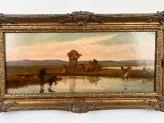 Frederick Goodall R.A Bedouins in the Desert Oil on Canvas Orientalist Painting