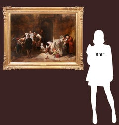 Großes Ölgemälde der Royal Academy aus dem 19. Jahrhundert Dickensianische Szene Viktorianisches England