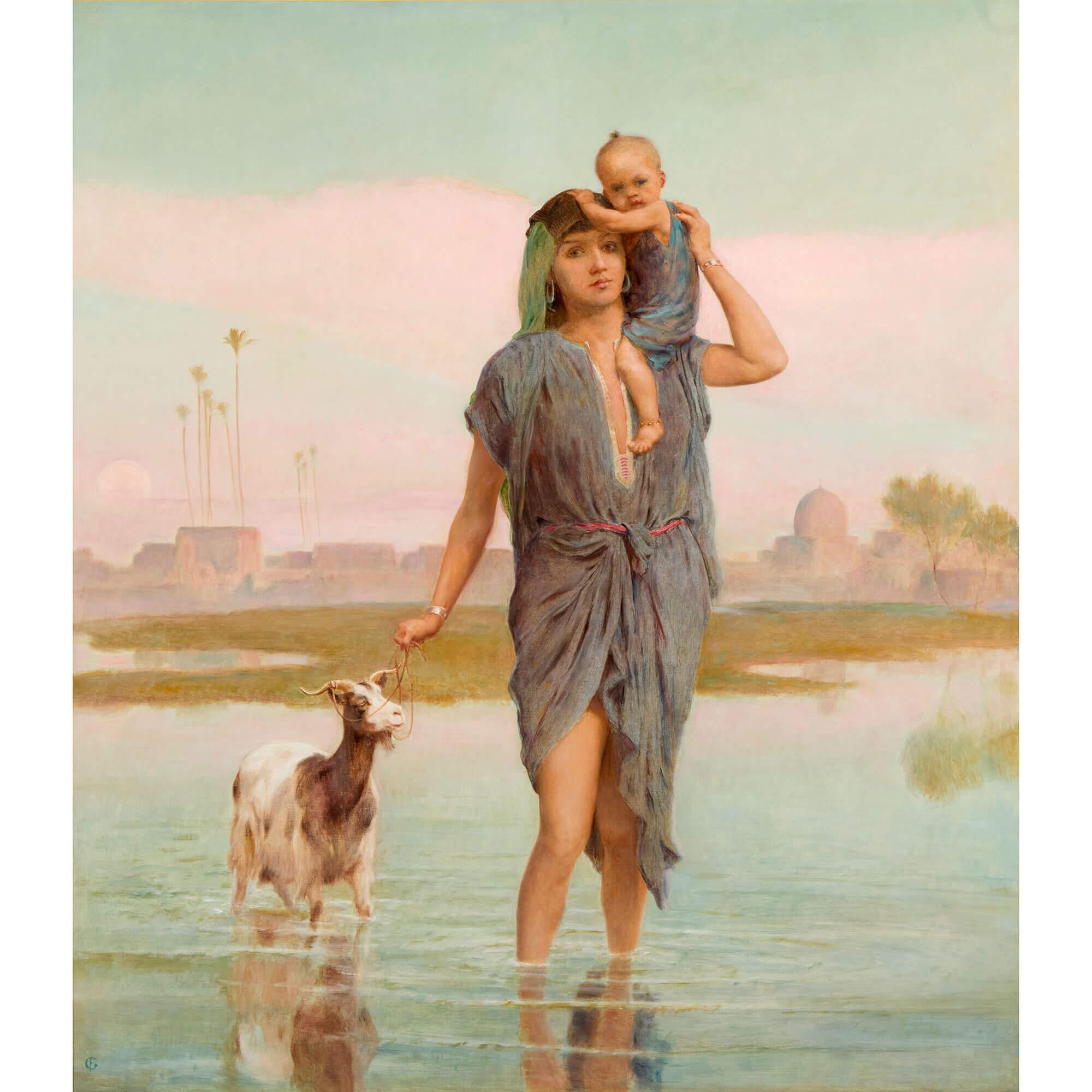 Gran óleo figurativo orientalista de Frederick Goodall - Painting de Frederick Goodall R.A.