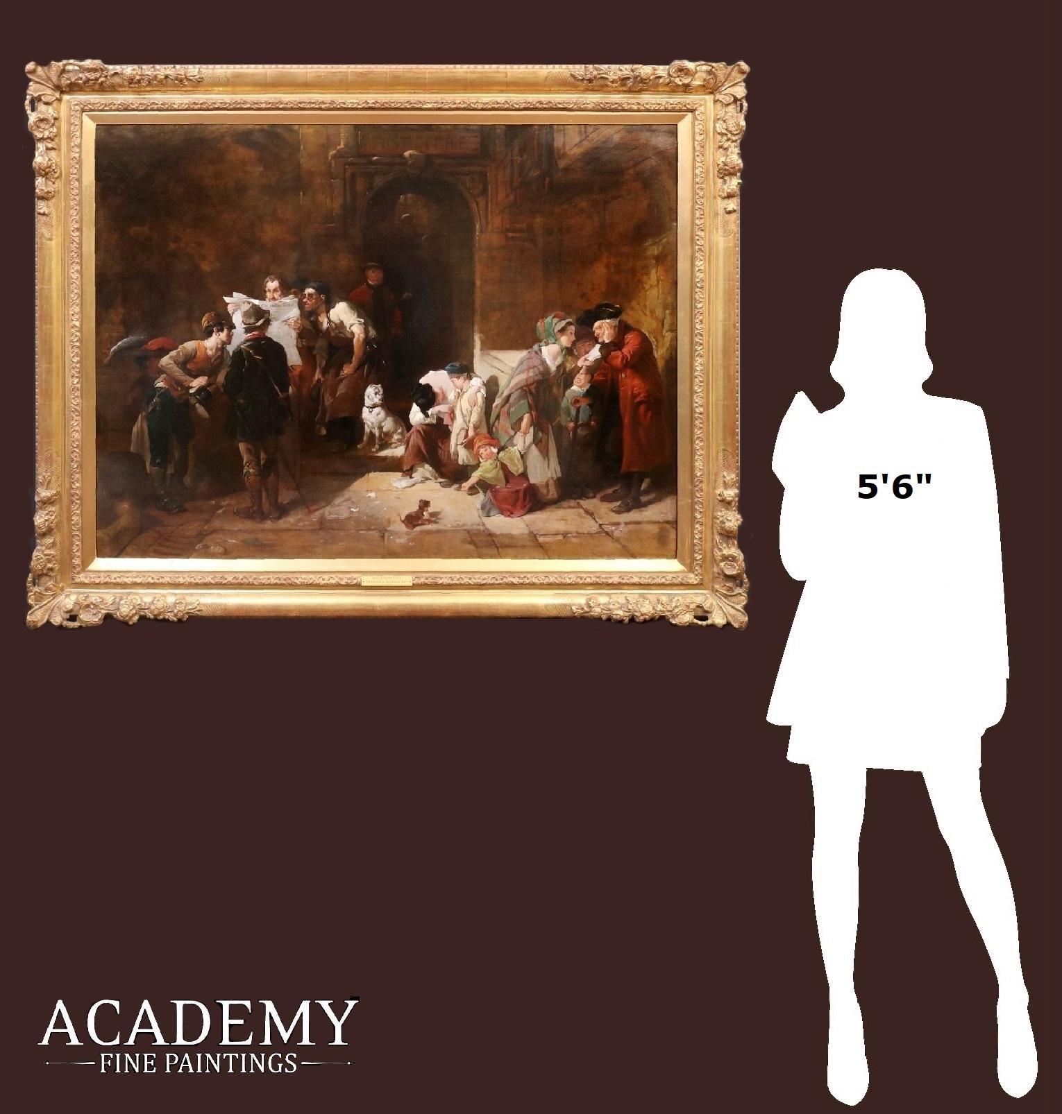 News from the Front - 19th Century Oil Painting Royal Academy 1849 Exhibition - Brown Animal Painting by Frederick Goodall R.A.