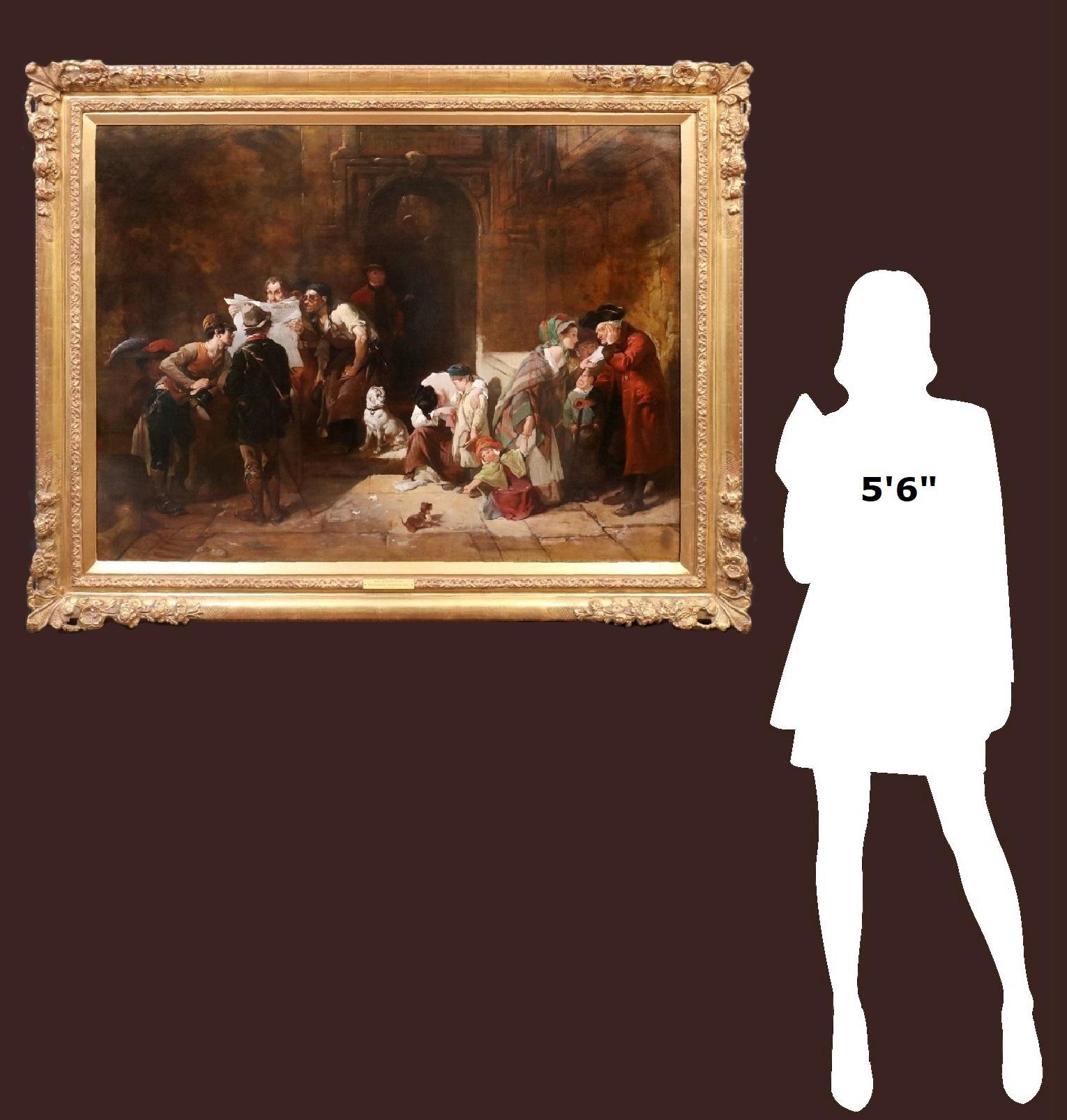 Notizie dal fronte - Pittura a olio del XIX secolo Mostra della Royal Academy 1849 - Painting di Frederick Goodall R.A.