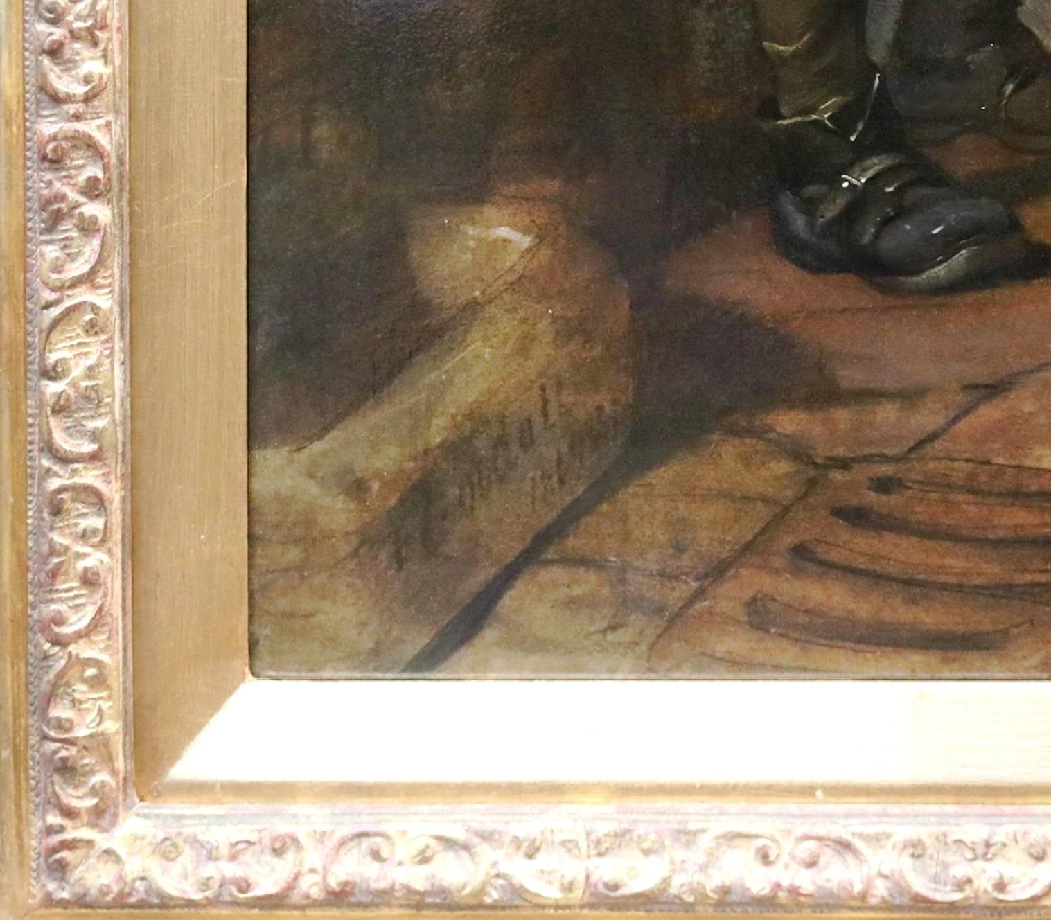 News of the War - Très grande peinture à l'huile de la Royal Academy du 19e siècle 7