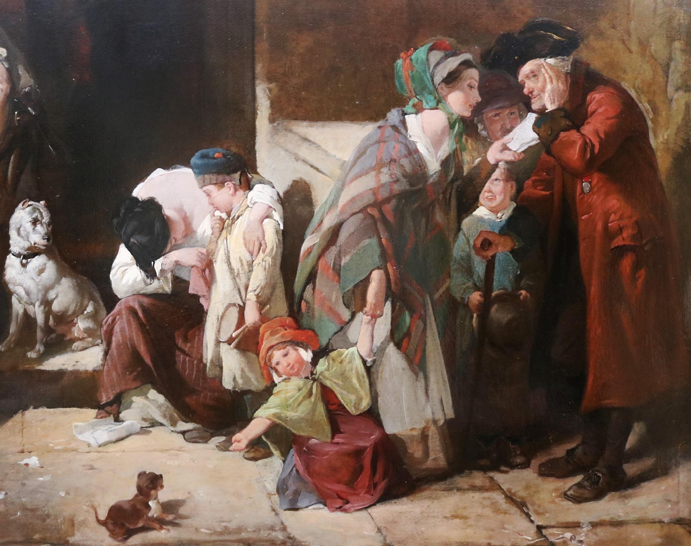 News of the War - Très grande peinture à l'huile de la Royal Academy du 19e siècle - Marron Animal Painting par Frederick Goodall R.A.