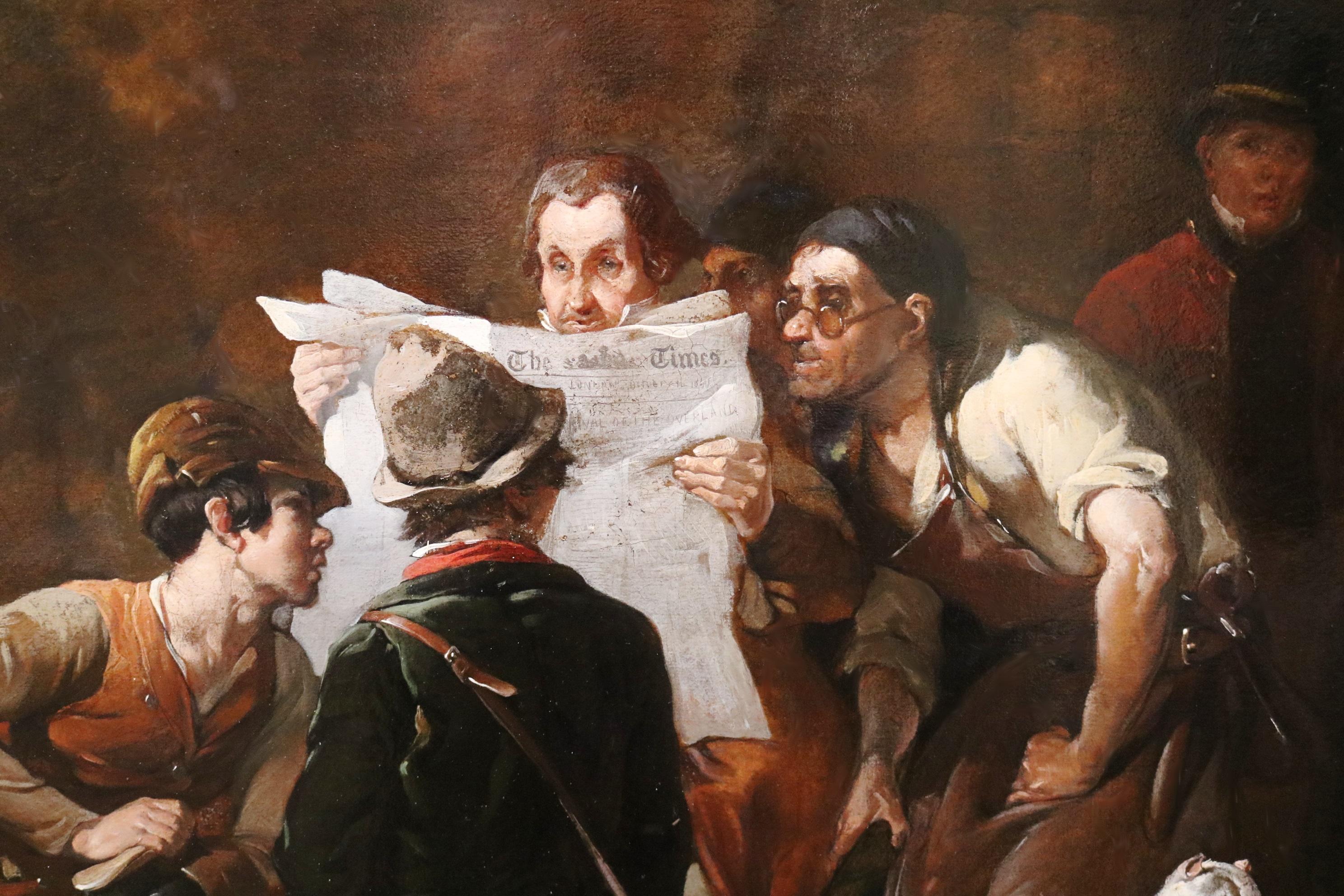 News of the War - Très grande peinture à l'huile de la Royal Academy du 19e siècle 2