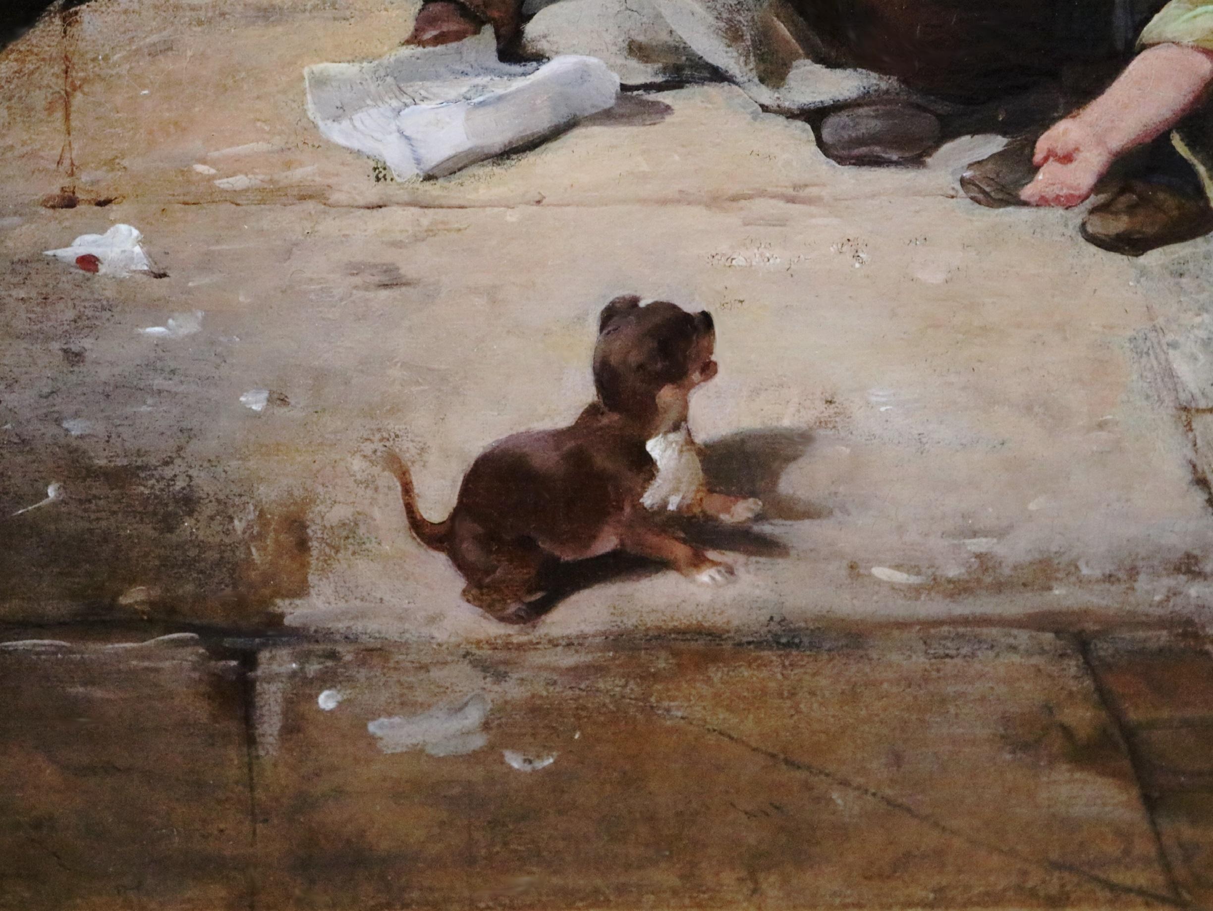 News of the War - Très grande peinture à l'huile de la Royal Academy du 19e siècle 4