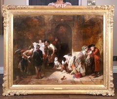 Noticias del frente - Pintura al óleo de la Real Academia del siglo XIX Londres victoriano