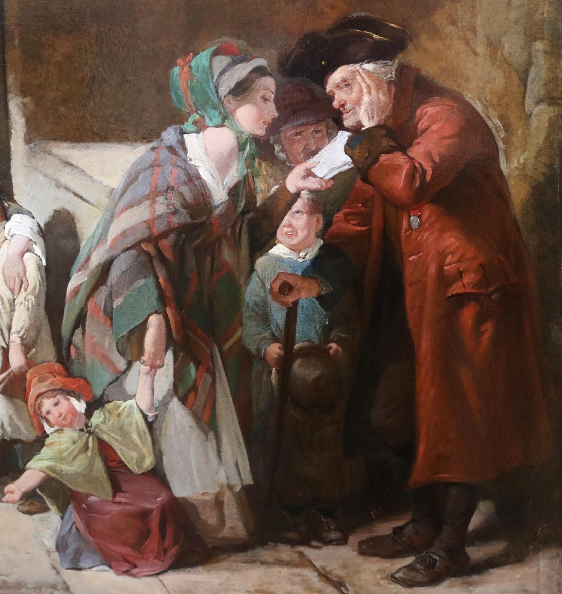 Notizie dal fronte - Grande dipinto ad olio del 19° secolo Royal Academy 1849 Esposizione 6